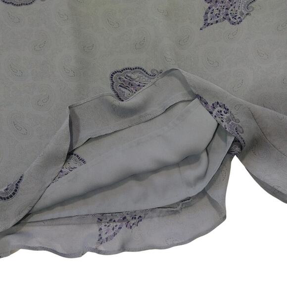 Vintage 90s Midi Skirt Size 10 Gray Paisley Print Whimsygoth Chiffon Flutter Hem - Picture 4 of 6